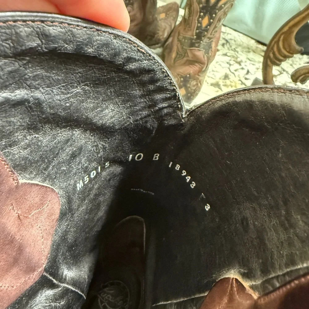 Lucchese Brown and Tan Heeled Boots - Picture 10 of 10
